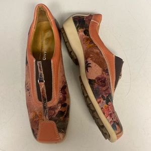 Maximiliano Peach Floral Leather Slip On Shoes Size EU 38